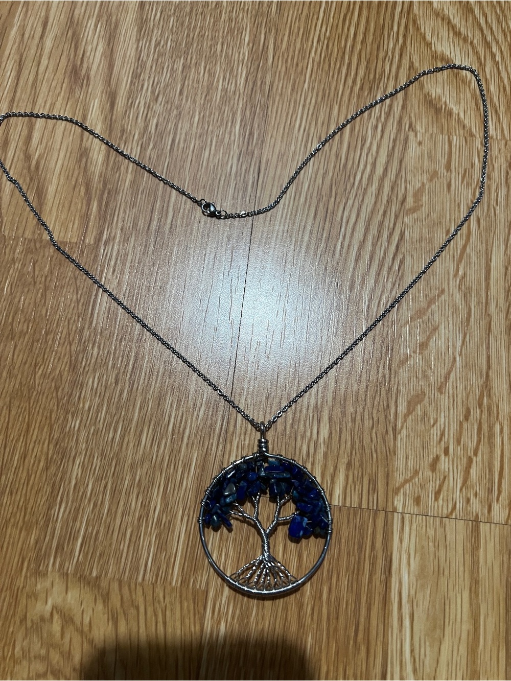 Tree of Life Pendant Necklace with Lapis Stones -